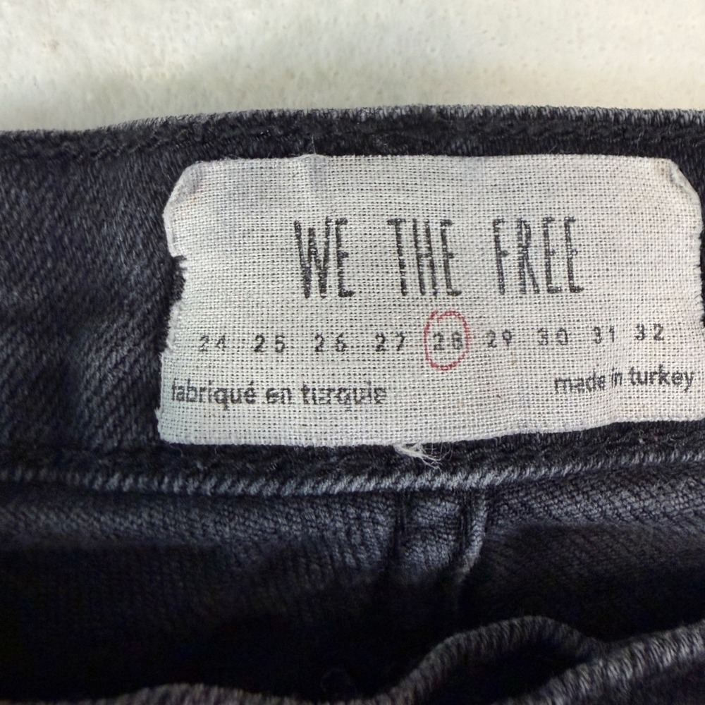 Free People We The Free Black Distressed High Rise Skinny Jeans Button Fly 28